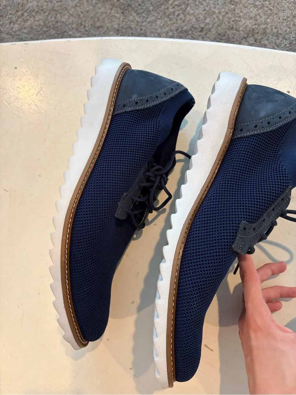 Dockers Navy Knit Lace-Up Oxford with Brown Trim